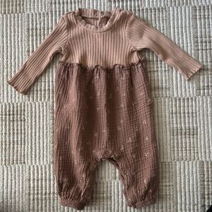 Grayson Mini Brown and Tan Baby Romper